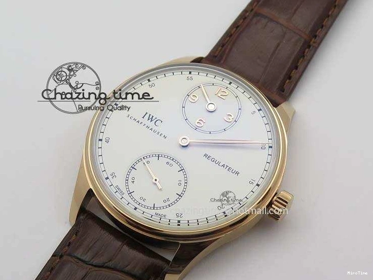 MIROTIME 0513 GoAnywhere Portuguese IW5444 RG White Dial RG Numbers On Brown Leather Strap A 7253